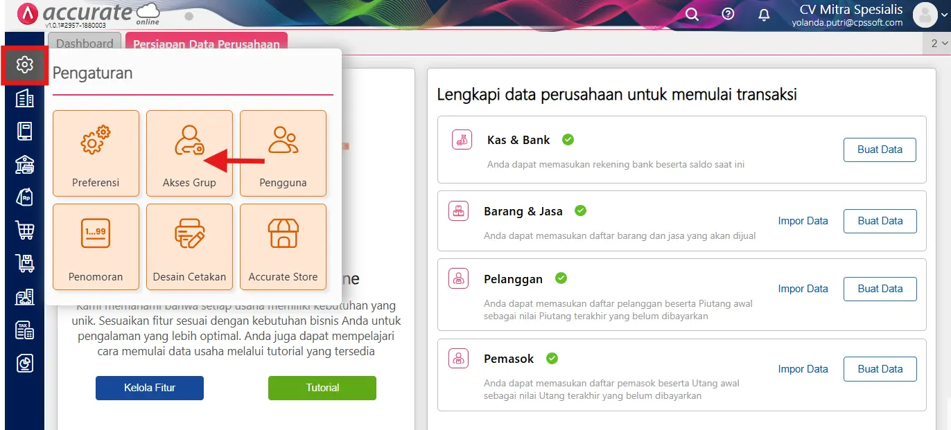 membuka fitur akses grup